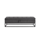 58.6" Bed Bench Metal Base with Storage Grey Velvet