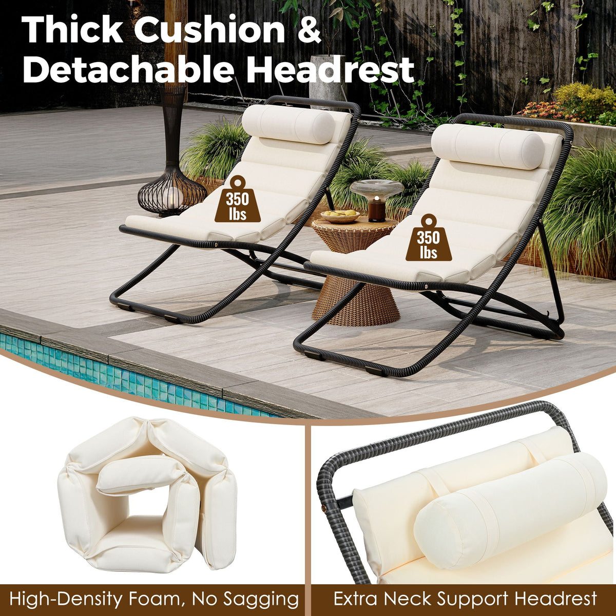Outdoor Folding Chair With Adjustable Backrest (Set of 2), photo 28 of 28
