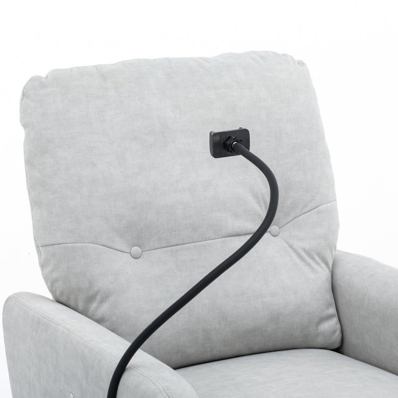 270 Degree Swivel Electric Recliner Home Theater Seating Single Reclining Sofa Rocking Motion Recliner with a Phone Holder for Living Room, Grey