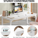 Executive Desk, Large Office Computer Workstation With Thick Frame - White by HouseOfZazla