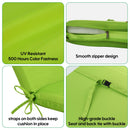 2 Piece Outdoor Chaise Lounge Chair Cushion Set With Pillow, Replacement Patio Seat Cushions - Apple Green by HouseOfZazla