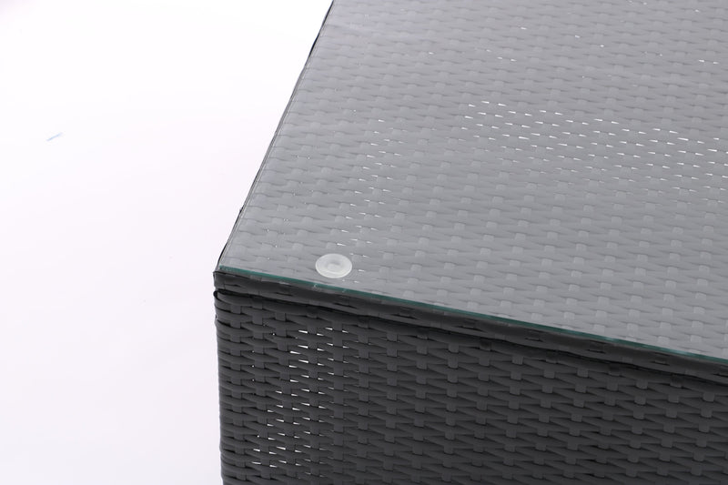 7 Pieces Outdoor Patio Furniture Set,Sectional Conversation Sofa Consisted Of Corner Chairs,Ottomans And Glass Top Table,All Weather PE Rattan and Steel Frame With Removable Cushions(Coffee+Beige)