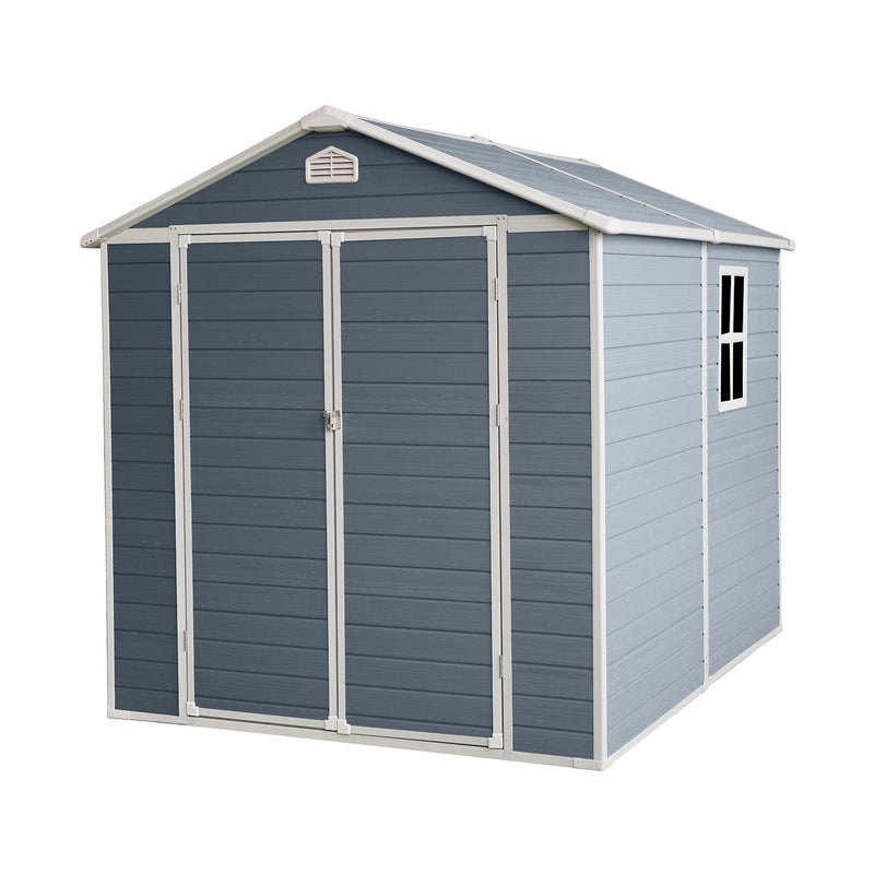 8x6ft Resin Outdoor Storage Shed Kit-Perfect to Store Patio Furniture,Grey