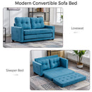 59.4" Loveseat Sofa with Pull-Out Bed Modern Upholstered Couch with Side Pocket for Living Room Office, Blue