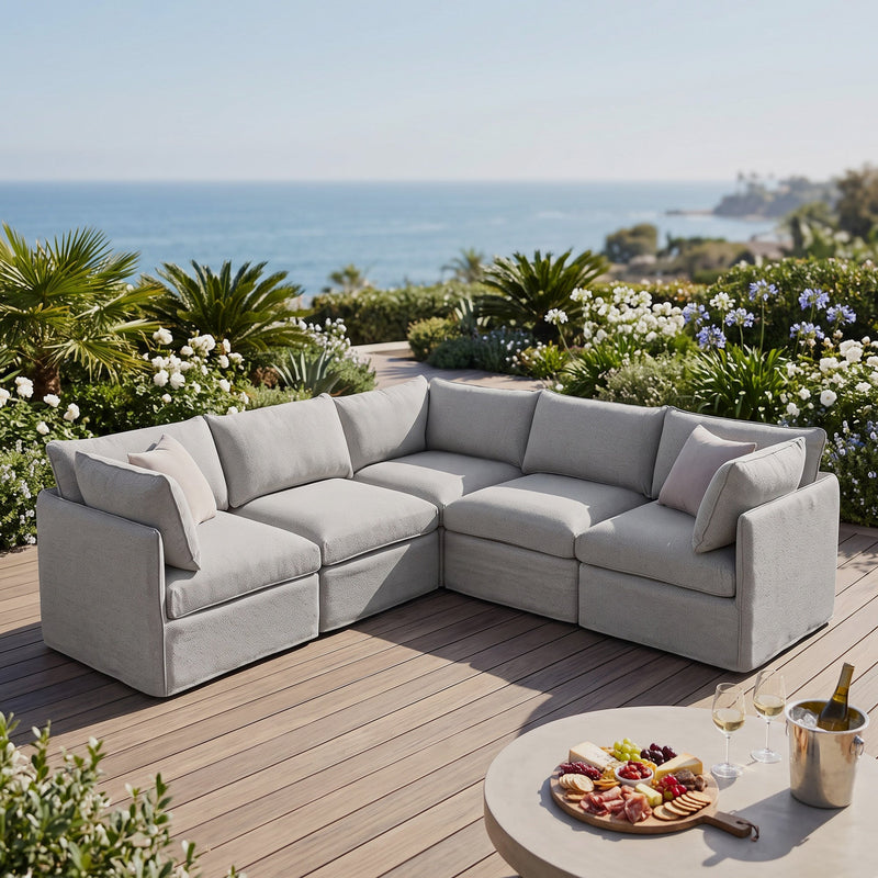 Patio L Shaped Sectional, Grey, Deep Seating with Modular Design