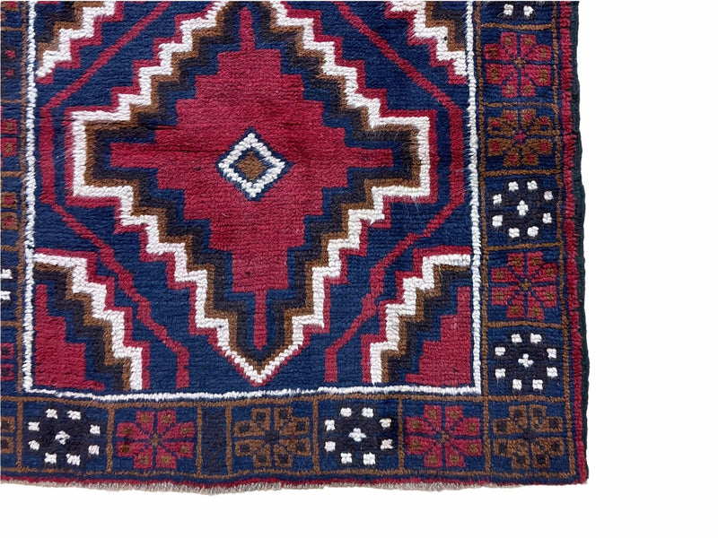 3 X 5 Vintage Handmade Tribal Wool Rug Balouchi Rug Afghan Rug Red Beige Nice