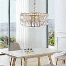 18' Golden Modern Crystal Drum Chandelier - 6-Light Pendant Lighting