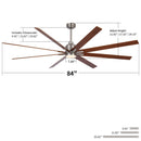 Oversized Large Ceiling Fan With Dimmable LED Light, 8 Blades, Remote Control by Unique Piece Furniture