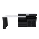 Kitchen Island With Extendable Rotating Table, 4 Drawers & Glass Door Cabinets, Built In Socket - Black by HouseOfZazla