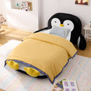 Twin Size Penguin Shaped Bed, Lounger Chair For Kids Bedroom - White / Black by HouseOfZazla