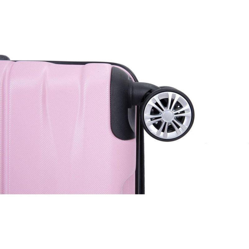3 Piece Luggage Sets PC Lightweight & Durable Expandable Suitcase with Two Hooks, Double Spinner Wheels, TSA Lock, (21/25/29) Pink