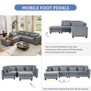 5 Pieces L shaped Sofa with Removable Ottomans and comfortable waist pillows