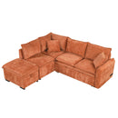 82.67"Convertible Sofa Bed Sectional Sofa Sleeper L-shaped Sofa with a Storage Ottoman,Two Pillows, Two Power Sockets and Two USB Ports for Living Room, Orange