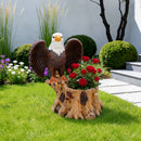 Majestic Eagle Garden Planter Pot on Tree Stump Base by HouseOfZazla