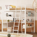 Loft Bed With 4 Layers Of Shelves And L-Shaped Desk, Stylish Metal Frame Bed With A Set Of Sockets, USB Ports And And Wireless Charging by HouseOfZazla