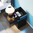 Nightstand with Built-In Charging Station and LED Lighting