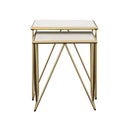 Sinclair - 2 Piece Nesting Table Set With Iron And Luxurious Marble Surface - White / Gold