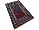 3x5 Vintage Handmade Tribal Wool Rug Balouchi Prayer Rug Afghan Rug Red Blue Wow