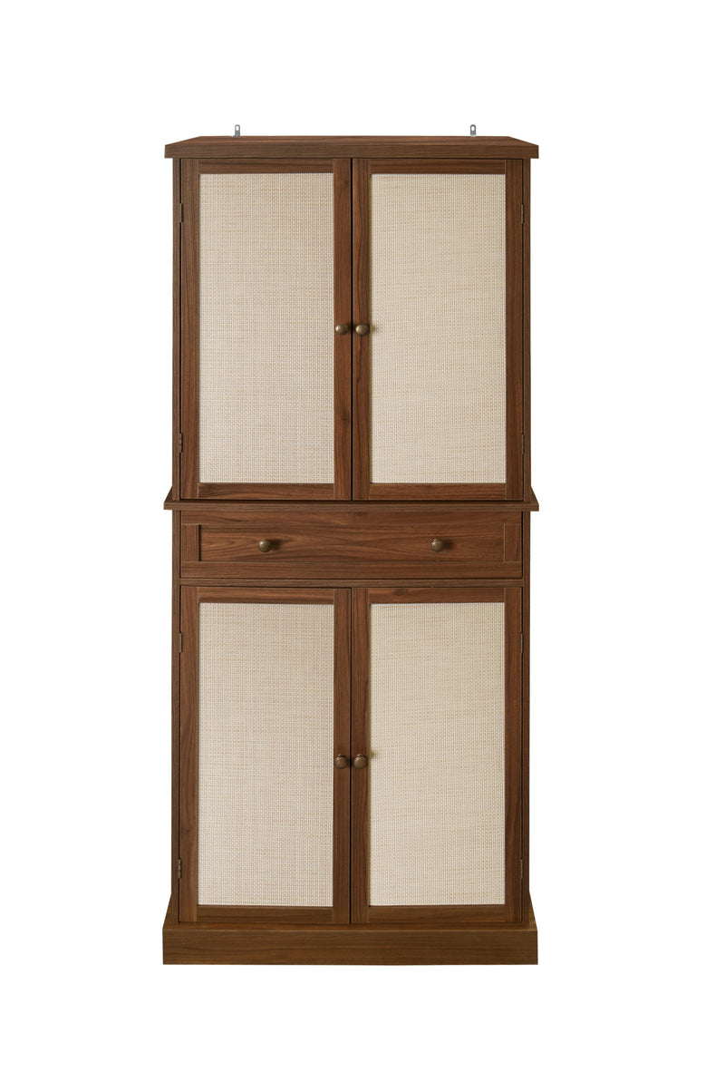 4 Door Cabinet with 1 Drawer, with 4 Adjustable Inner Shelves, Storage Cabinet