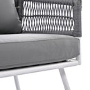 4-Piece Boho Rope Patio Furniture Set, Outdoor Furniture with Acacia Wood Table, Patio Conversation Set with Deep Seating & Thick Cushion for Backyard Porch Balcony, Grey