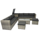 8 Piece Patio Sectional Wicker Rattan Outdoor Furniture Sof Set With One Storage Box Under Seat And Cushion Box - Gray / Black by HouseOfZazla