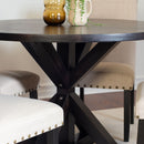 Mytzi - 5 Piece Dining Set, Cross-Buck Dining Table With 4 Stylish Chairs - Black / Beige by HouseOfZazla