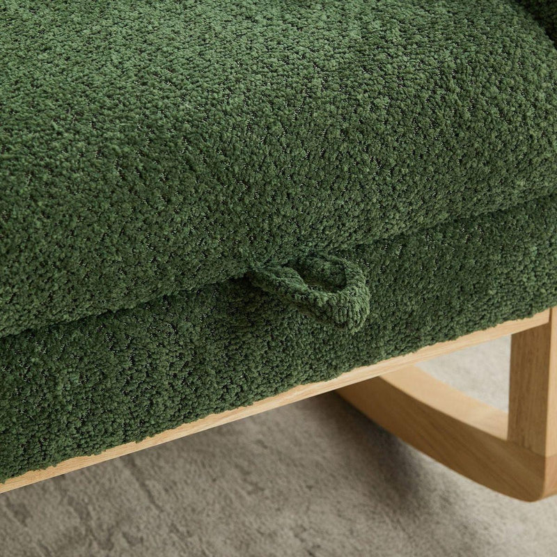 25.4"W Rocking Chair for Nursery, High Back Glider Chair with Retractable Footrest, Side Pocket, Rocking Accent Armchair with Rubber Wood Legs for Living Room/Bedroom.Green