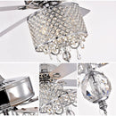 52'' Classical Crystal Ceiling Fan Lamp  3 Speed Hand Pull Chain (High, Mid, Low), 5 Reversible Blades for Living Room, Dining Room, Bedroom, Family Room, Chrome  ,3PCS*E12  (NO Include Bulb )