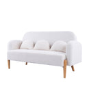 59.1" Teddy Velvet Beige Two-Seater Sofa with Three Lumbar Pillows