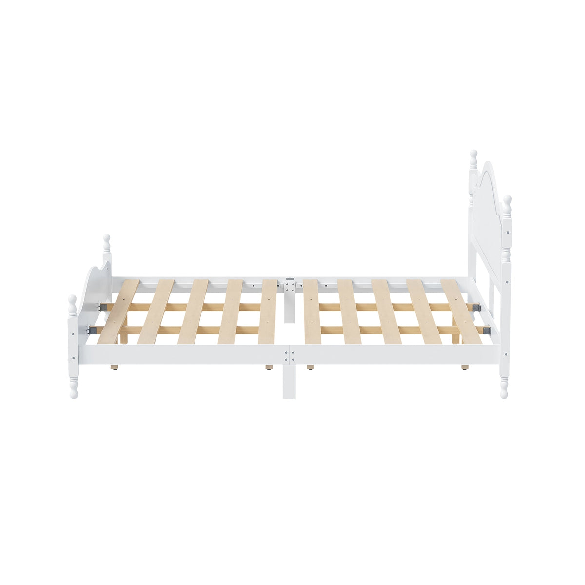 King Bed Frame with Headboard, Retro Style Wooden Platform Bed, photo 7 of 10