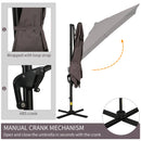 8FT Cantilever Patio Umbrella, Square Outdoor Offset Umbrella with 360 Rotation, Aluminum Hanging Umbrella with 3-Position Tilt, Crank & Cross Base for Garden, Brown