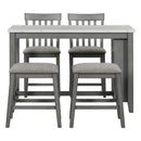 5-piece Counter Height Dining Table Set with Built-in Storage Shelves,Grey(OLD SKU W504S00143)