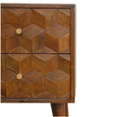Cube Carved Bedside Table Nightstand - Chestnut by Unique Piece Furniture