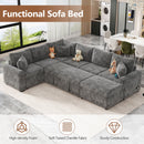 Sectional Sofa Pull-Out Sofa Bed Sleeper With A Storage Ottoman, Three Pillows And Charging Devices For Living Room by HouseOfZazla