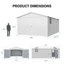 Outdoor Storage Shed 20x13 FT - Metal Garden Utility Shed