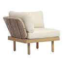Acacia Wood Outdoor Corner Chair with Rope Back & Weather-Resistant Cushion by HouseOfZazla