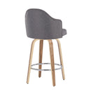 Ahoy - Mid-Century Modern Fixed Height Counter Stool With Zebra Legs / Round Chrome Footrest (Set of 2) - Gray by HouseOfZazla