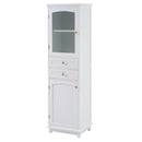Tall Bathroom Storage Cabinet With Glass Doors, Free-Standing, Two Drawers, And Adjustable Shelves, Board, Painted Perfect For Displaying Your Favorite Items by HouseOfZazla