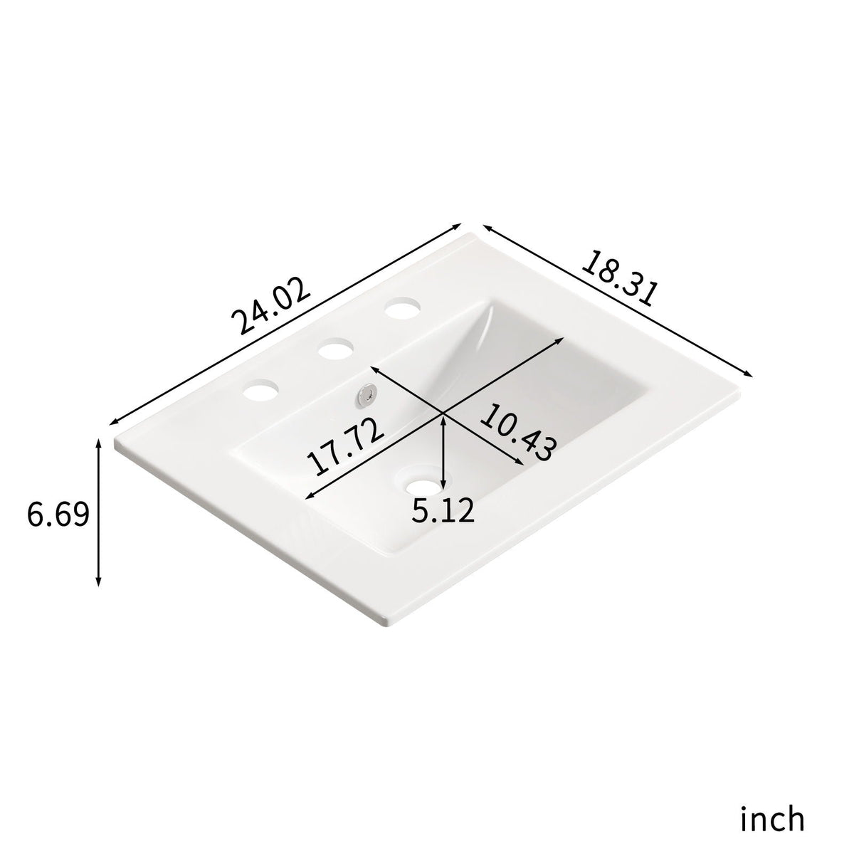 Vessel Sink With 3 Holes, Oval Design For Bathroom - Milk White, photo 9 of 9