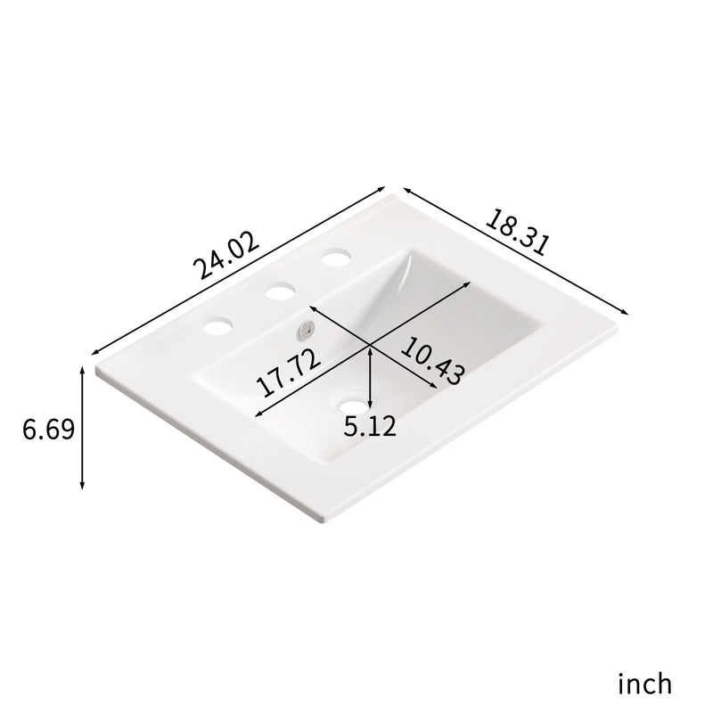Vessel Sink With 3 Holes, Oval Design For Bathroom - Milk White, photo 9 of 9