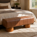 Brown PU Upholstered Indoor Dining Bench