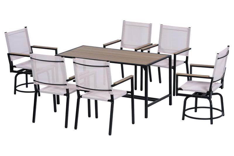 Walker Edison | Weather Proof 7 Piece Outdoor Dining Set