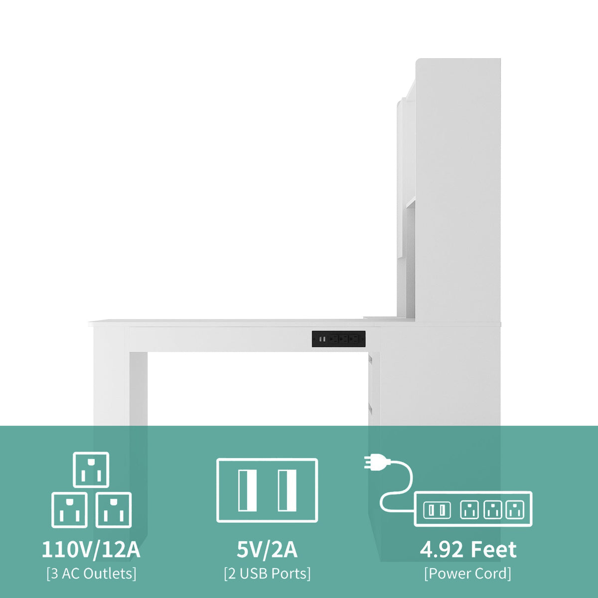 L Shaped Desk with Charger and Drawers, photo 5 of 10
