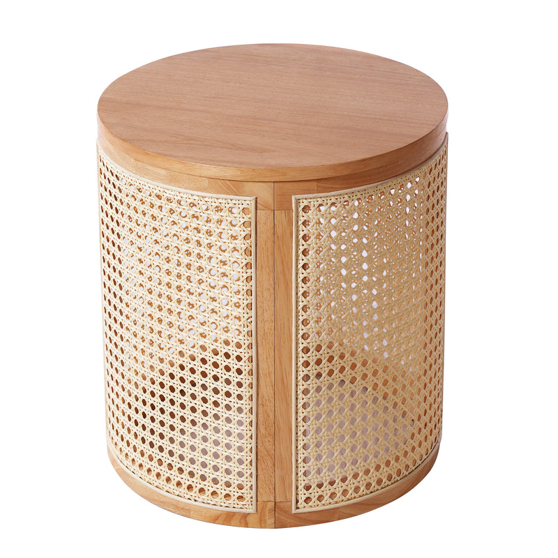RUBBER SOLID WOOD SIDE TABLE,NATURAL COLOR