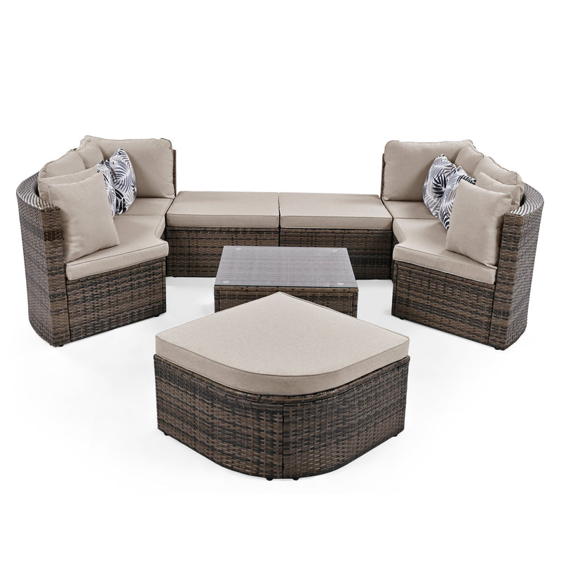 Walker Edison | Wicker 8-piece Outdoor Lounger Sofa Set