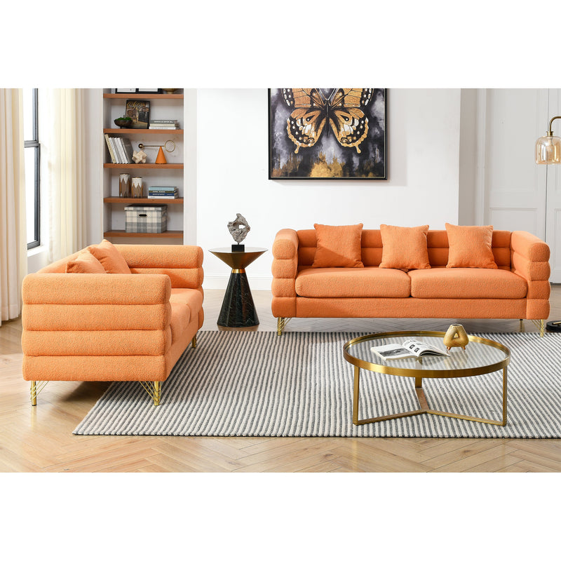 3-seater + 2-seater Combination sofa.ORANGE teddy