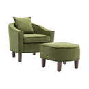 Accent Chair with Ottoman, Mid Century Modern Barrel Chair Upholstered Club Tub Round Arms Chair for Living Room