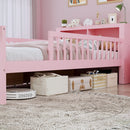 Bed With Headboard Storage Rack, 2 Under Bed Drawers, 3 Side Guardrails For Safety by HouseOfZazla