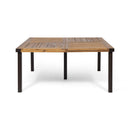 Lankershim Modern Industrial Dining Table With Acacia Wood Slat Design - Teak by HouseOfZazla
