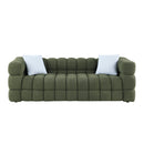 84.3 length, 35.83" deepth, human body structure for USA people, marshmallow sofa,boucle sofa, 3 seater, OLIVE GREEN BOUCLE